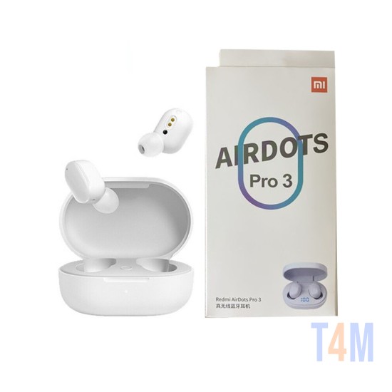 TWS AUSCULTADOR FONE DE OUVIDO SEM FIO XIAOMI REDMI AIRDOTS PRO 3 COM ESTOJO CARREGADOR E MICROFONE BRANCO